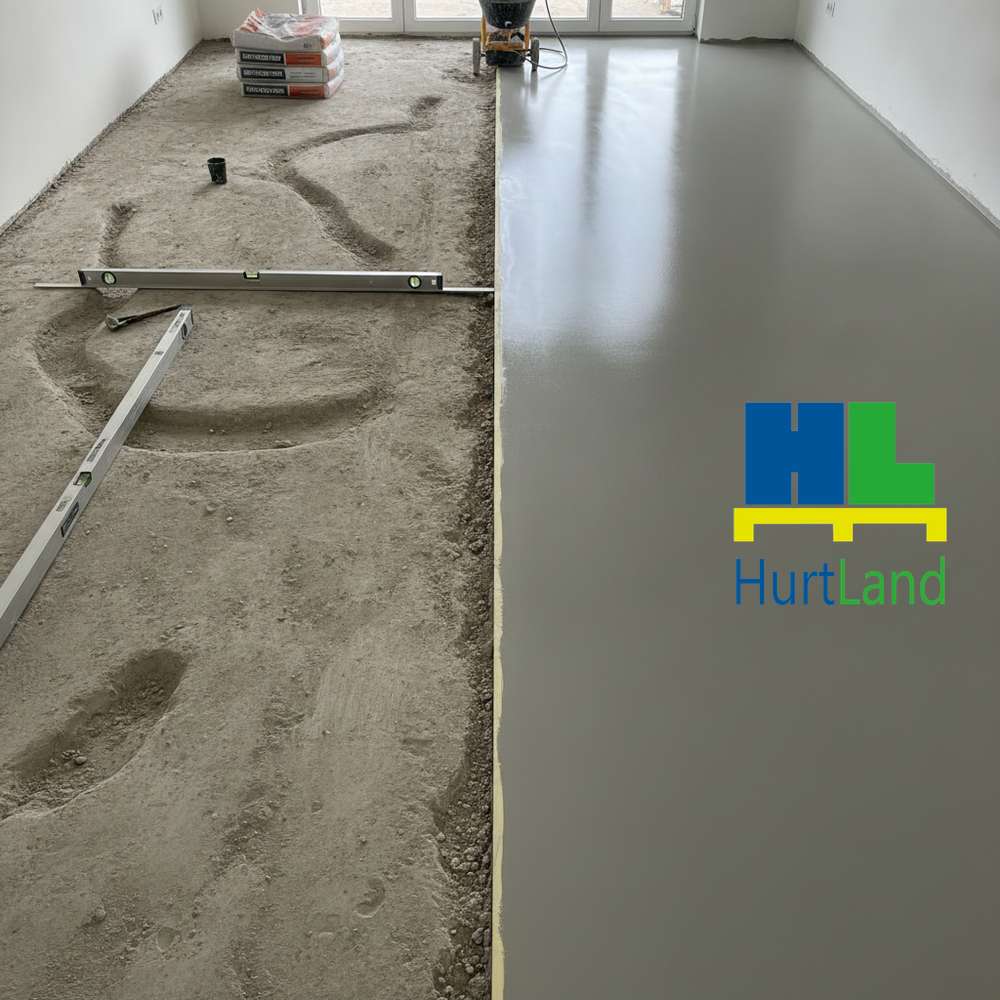 Nierówna posadzka w salonie — MAXFLOOR® CEM, idealnie równa powierzchnia