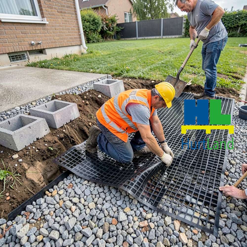Zapadający się podjazd z kostki - geosiatka pod podbudowę