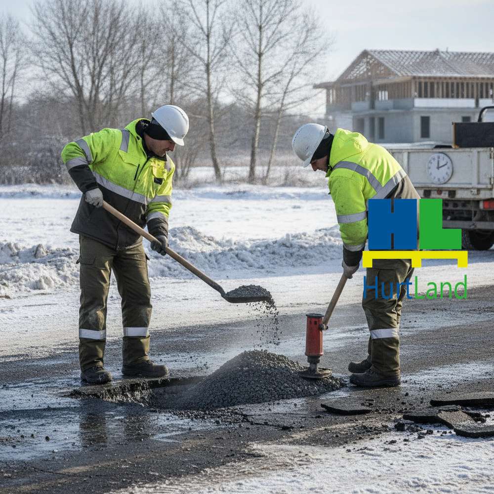Naprawa nawierzchni bitumicznej zimą — masa na zimno, aplikacja w 15 minut