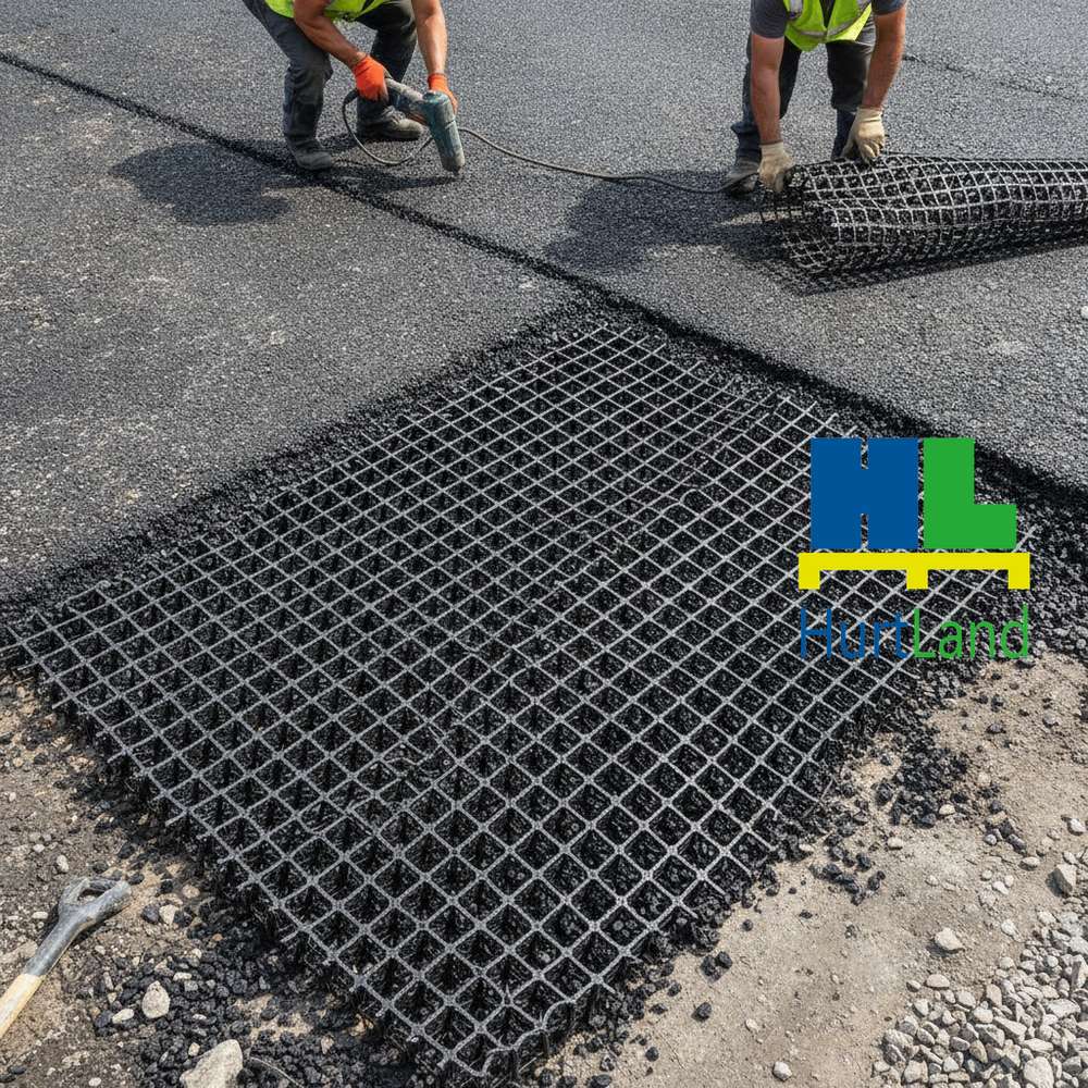 Geosiatka na połączeniu starej i nowej nawierzchni bitumicznej
