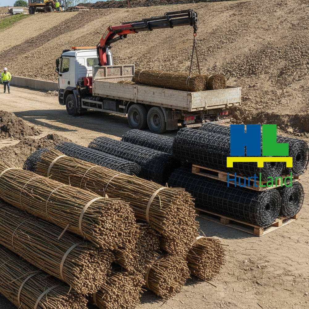Dostawa faszyny i geokraty na budowę umocnień skarp, nasypów i kanałów
