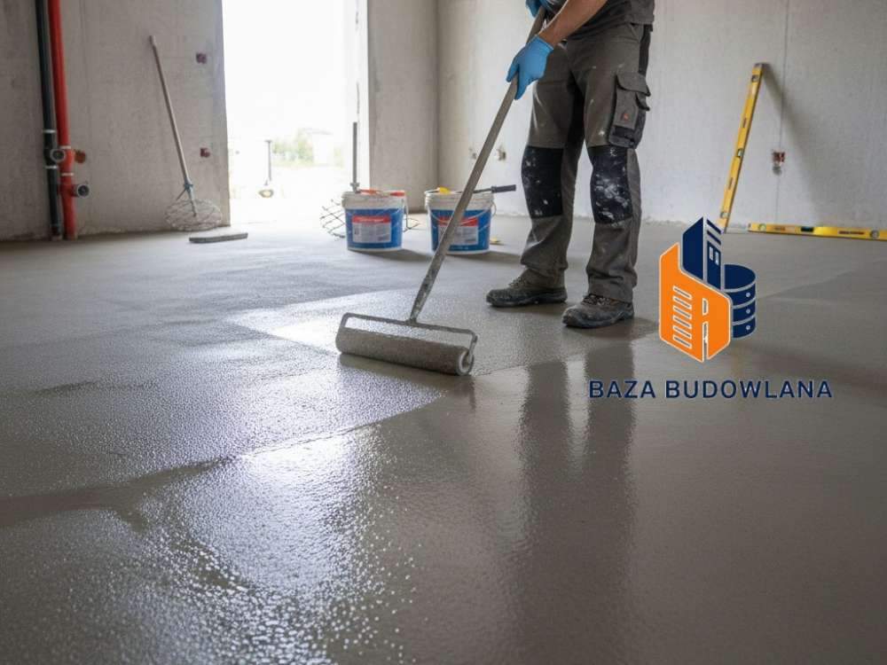 Impregnacja wylewki betonowej i samopoziomującej preparatem chroniącym podłogę przed pyleniem i wilgocią.
